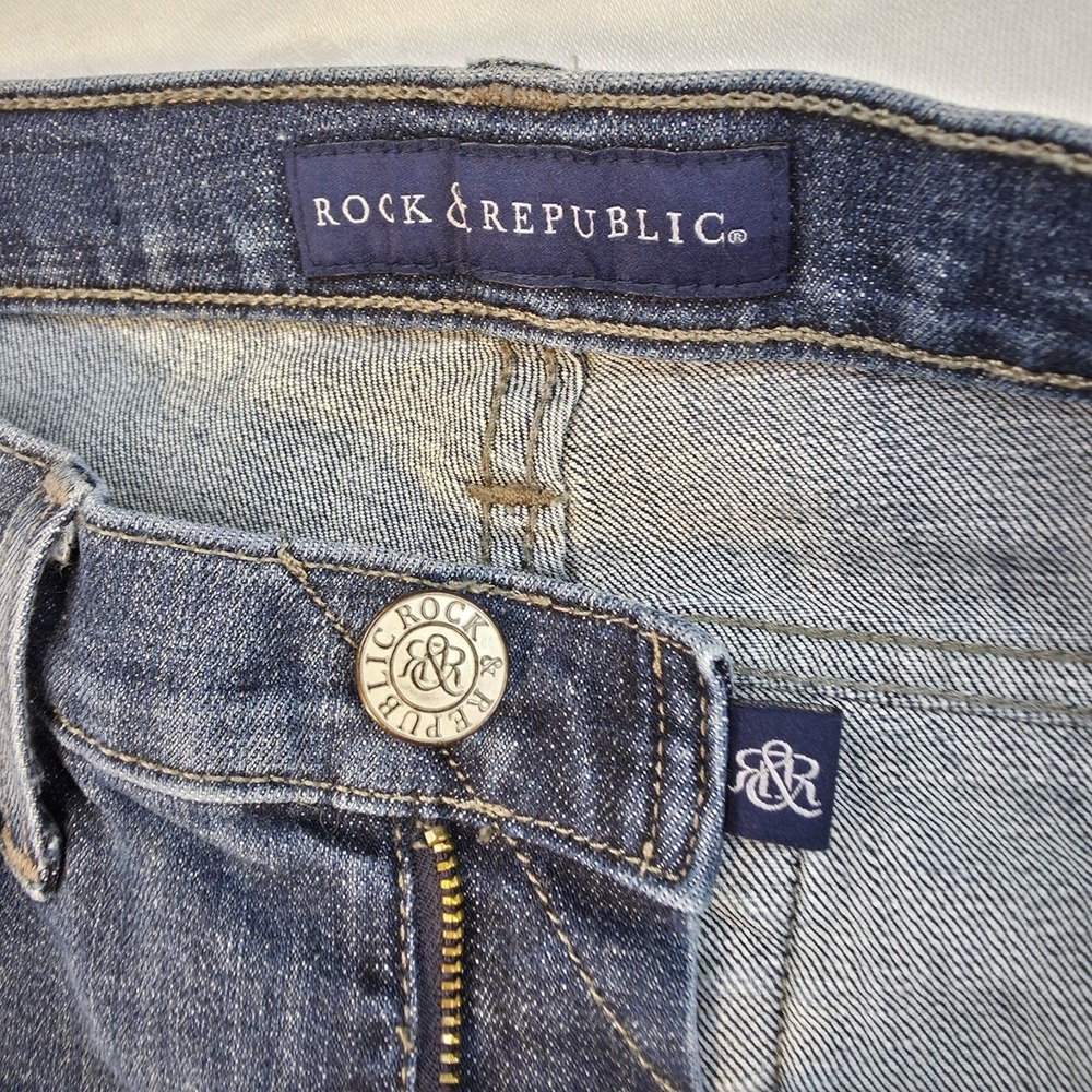 Rock & Republic Womens Jeans Berlin Blue Skinny Studded Size 2 Long 28x33 Tall - Picture 9 of 11
